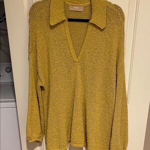 Free People Mustard V-Neck Sweater